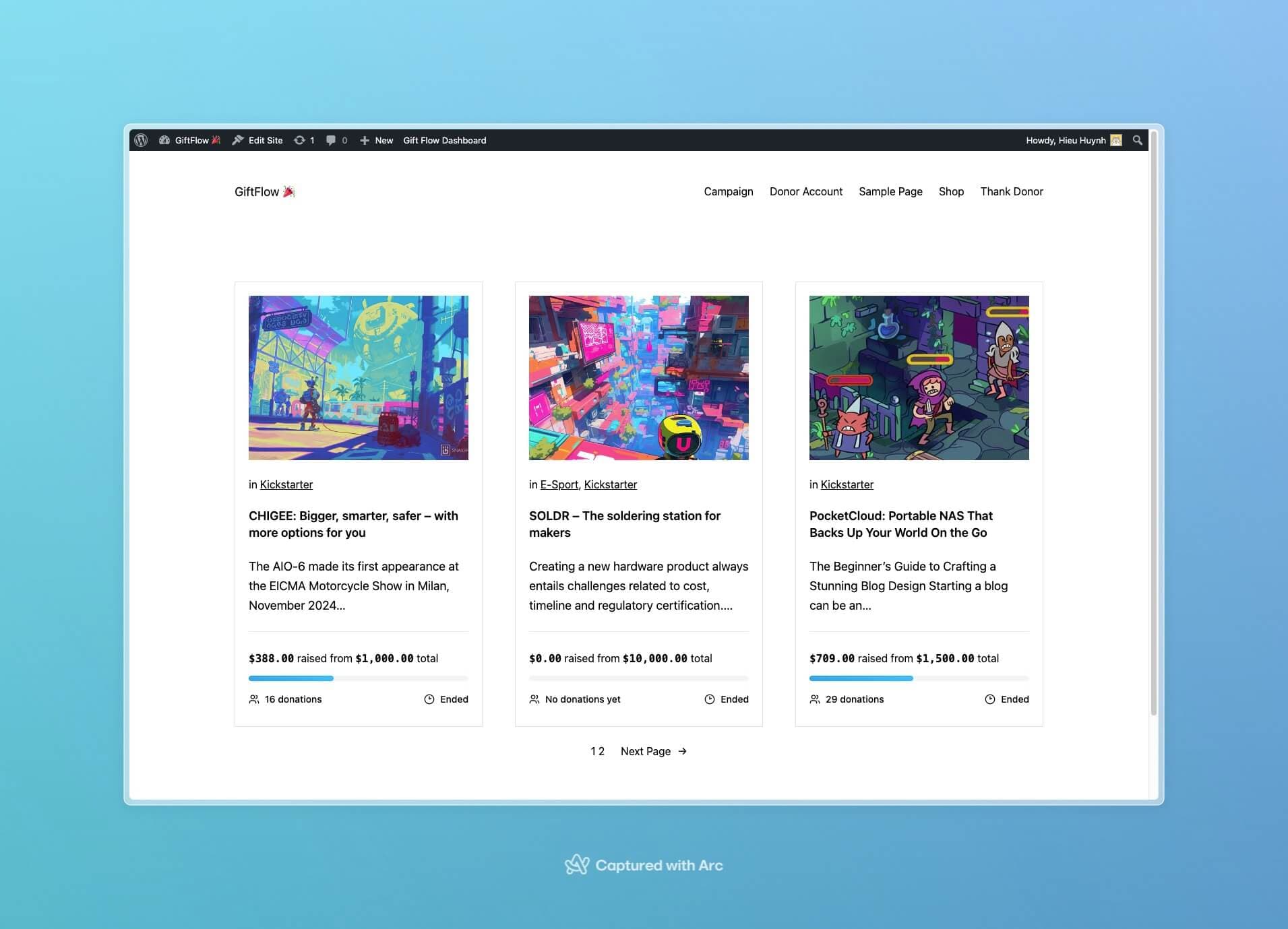 Giftflow WordPress plugin screenshot 1 of 11